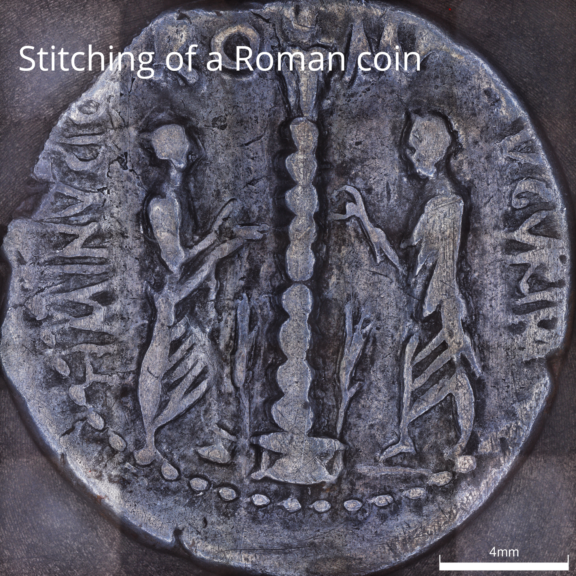 Stitching of a Roman coin